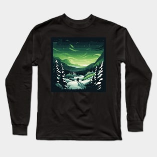 Aurora Dreams: Celestial Canvas Northern Lights Sweden Long Sleeve T-Shirt